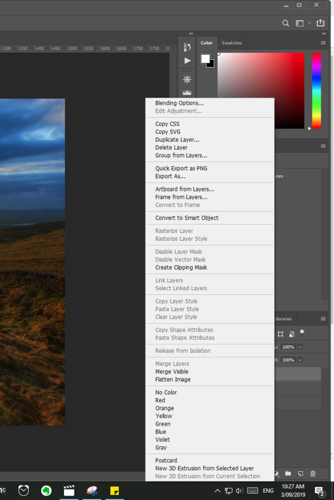 the layers menu in photoshop