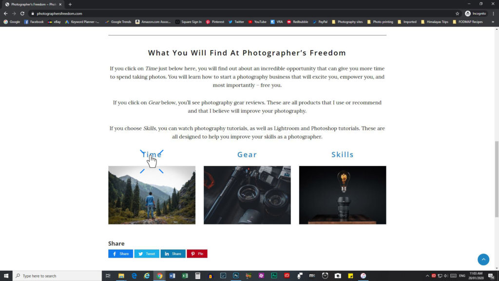 what is photographer's freedom? - screen shot of the home page at photographer's freedom