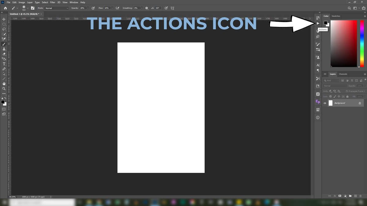 a screen shot of Photoshop showing the Actions icon